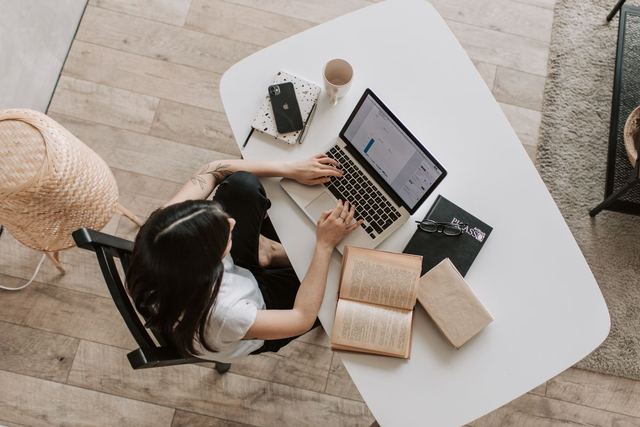 Partner working from home on laptop